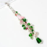 Green and Pink Holiday Planner Charm with Pink Enamel Christmas Stocking Charm
