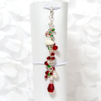 Christmas Stocking Planner Charm with Red & Green Crystal Dangle