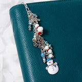 Snowman Planner Charm Dangle with Silver toned snowflake charms