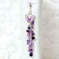 Rhinestone Butterfly Planner Charm with Purple Crystal Dangle
