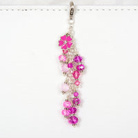 Pink Enamel Blossom Planner Charm with Mixed Pink Crystal Dangle