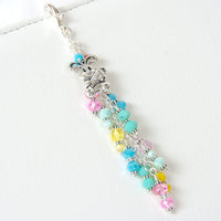 Bunny Planner Charm with a Pastel Rainbow Crystal Dangle