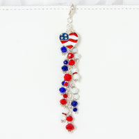 4th of July Travelers Notebook Charm with Red, White and Blue Crystal Dangle