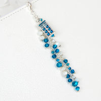 Police Box Planner Charm with Blue and White Crystal Dangle