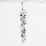 Blush Pink Flower Charm with Pink, Blue and Teal Crystal Dangle