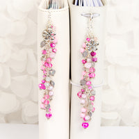 Pink and Gray Flower Planner Dangle Charms