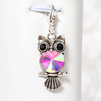 Owl Charm with Crystal Body Traveler's Notebook Charm or Stitch Marker