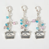 Vintage Typewriter Charm with Pink and Turquoise Crystals