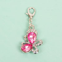 Jeweled Butterfly Charm with Pink Crystals and Rhinestone Accents