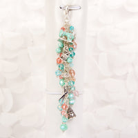 Sewing Machine and Notions Dangle Charm with Aqua and Peach Crystals