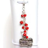 London Bus Charm with Red & White Crystals
