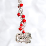 London Bus Charm with Red & White Crystals