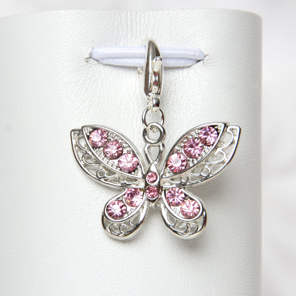 Pink Rhinestone Butterfly Charm