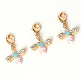 Pastel Honey Bee Charm with Rhinestone Accents in Gold or Silver