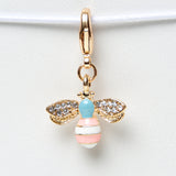 Pastel Honey Bee Charm with Rhinestone Accents in Gold or Silver