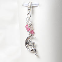 Silver Fairy and Moon Planner Charm with pink crystals