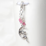 Silver Fairy and Moon Planner Charm with pink crystals