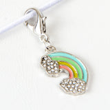 Pastel Rainblow Charm with Rhinestone Clouds