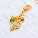 Gold Fall Leaf Charm with beads