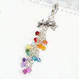 Bow Charm with Rainbow Dangle in silver