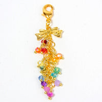 Bow Charm with Rainbow Dangle in gold
