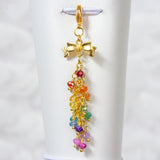 Rainbow Crystal Dangle Charm with Silver or Gold Ribbon Connector