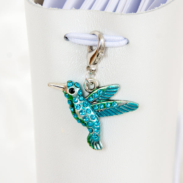 Turquoise Rhinestone Hummingbird Charm or Stitch Marker