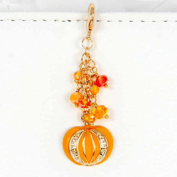 Pumpkin Dangle Charm with Orange Crystals