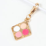 Make-up Compact Charm with Pink and White Enamel