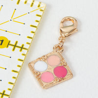 Make-up Compact Charm with Pink and White Enamel