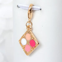 Make-up Compact Charm with Pink and White Enamel