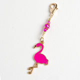 Bright Pink Flamingo Charms or Stitch Markers