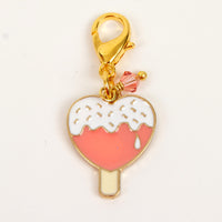 Popsicle Heart Enamel Charm with Peach Austrian Crystal Accent