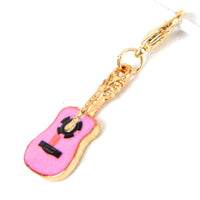 Pink and Gold enamel guitar charm