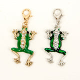 Green Enamel Frog Charm Gold and Silver