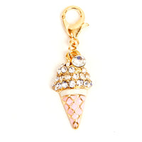 Pink and Gold Ice Cream Zipper Pull Charm