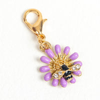 Purple Flower and Bee Travelers Notebook Charm or Stitch Marker